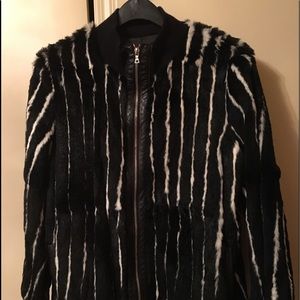 Gianfranco Ferre Rabbit w/leather trim bomber